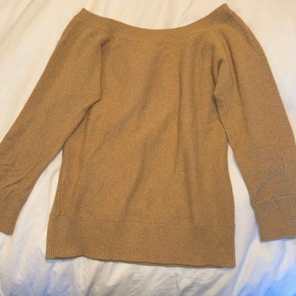 Banana Republic off the shoulder sparkly gold sweater
